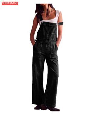 Straight Wide Leg Denim Overalls Boyfriend Jean Jumpsuit